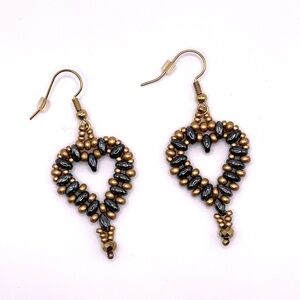Czech Glass Beaded Heart Pierced Earrings